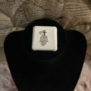 925 Sterling Silver Moissanite Hamsa Hand Pendant - 0.50ctw